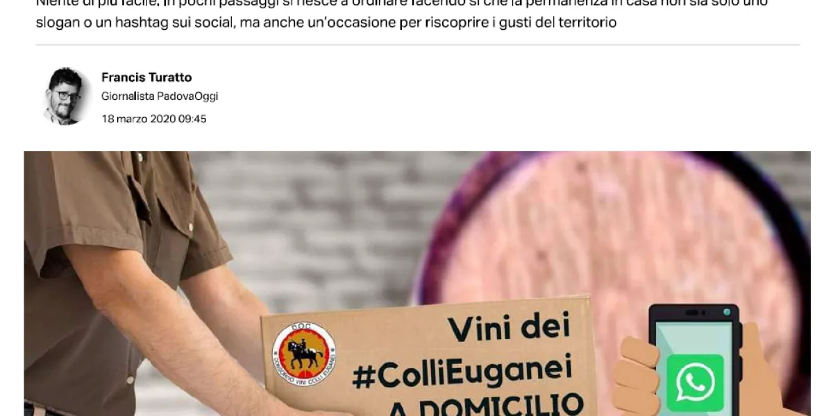 Quarantena sì, ma con i vini dei colli Euganei